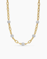 DY Madison® Pavé Bead Chain Necklace in 18K Yellow Gold with Diamonds, 8.5mm